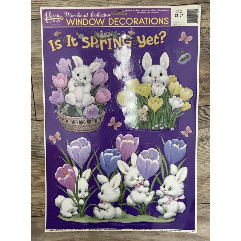 Color/Classic Clings Vintage Easter Holiday Window Static Clings Lot‎ (3 Pieces)